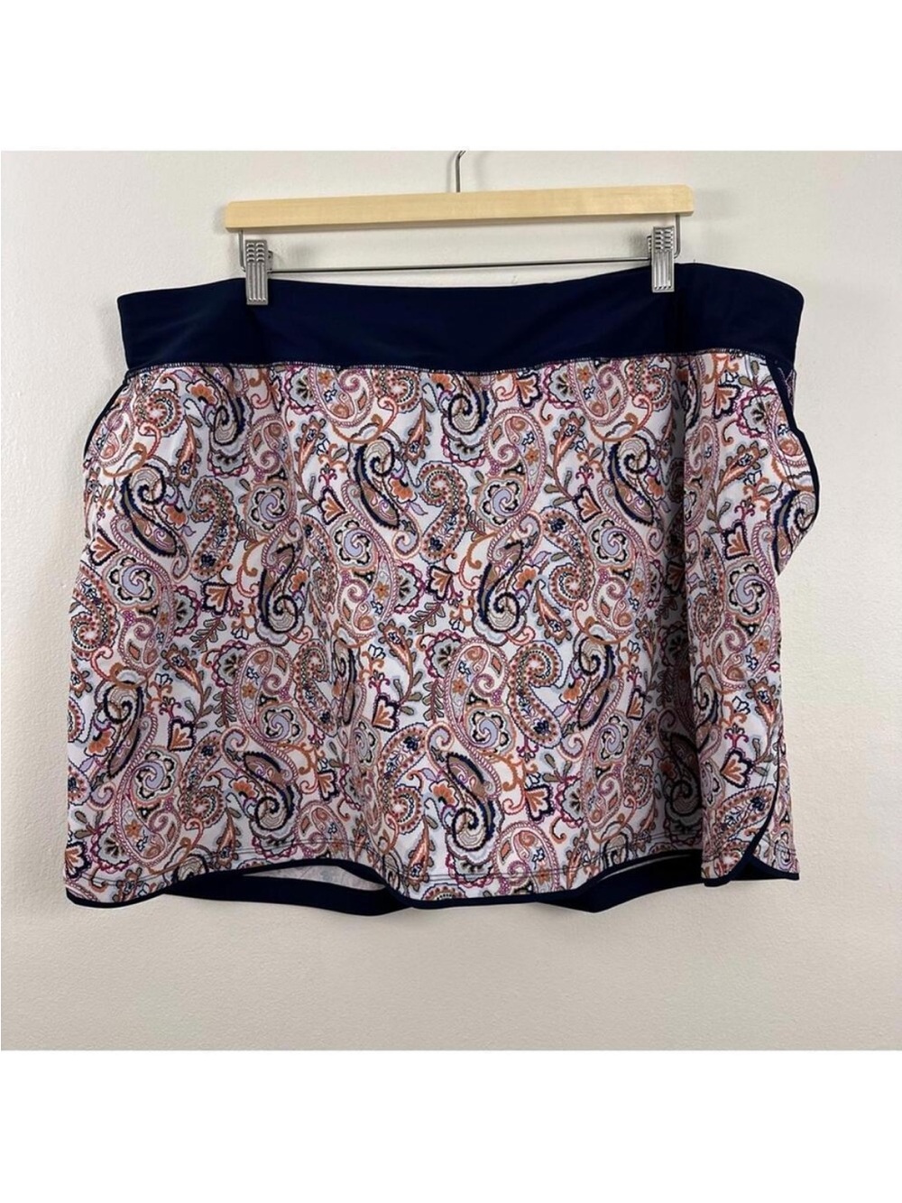 Lands’ End Women’s Paisley Multicolor Drawstring Swim Skirt Size 24W